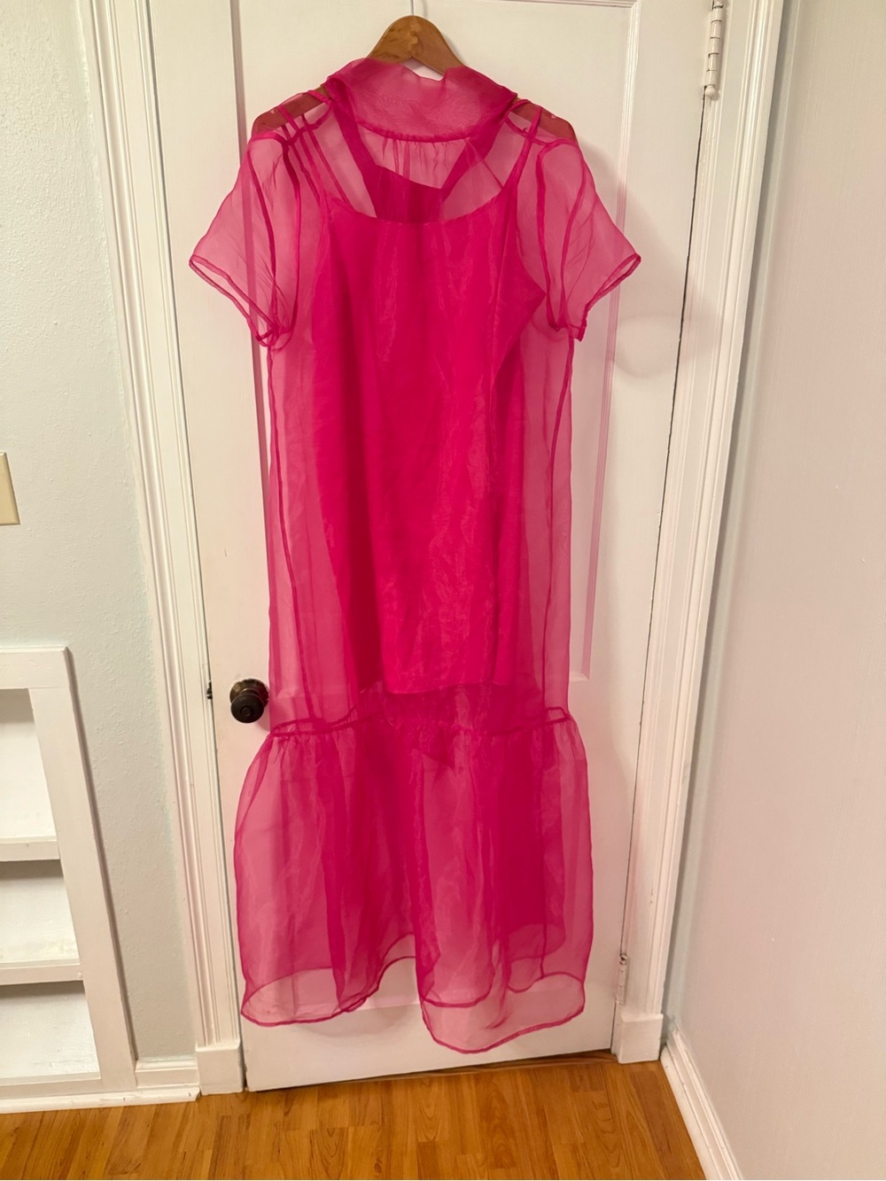 Sugarlips Hot Pink Sheer Layered Girls' Dress